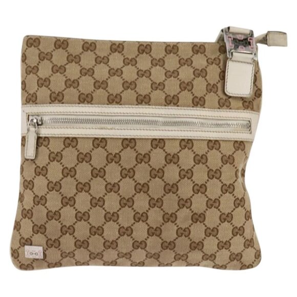 GUCCI GG Canvas Shoulder Bag Beige Silver - Picture 12 of 15